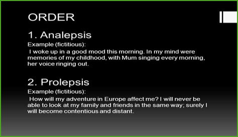 What is Prolepsis and Analepsis?
